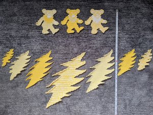 INSTRUCTIONS ONLY - Crochet your own Grateful Dead Bolts 13 Point Patch Applique, Pattern includes Three Sizes for Bolt Appliques Patches