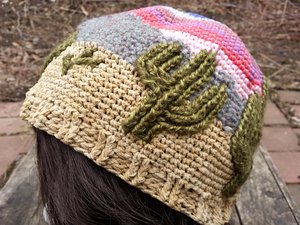INSTRUCTIONS ONLY - Crochet your own Southwest Desert Sunset Scene Hat Cables Tapestry Intarsia Fair Isle Cabled Pattern Download