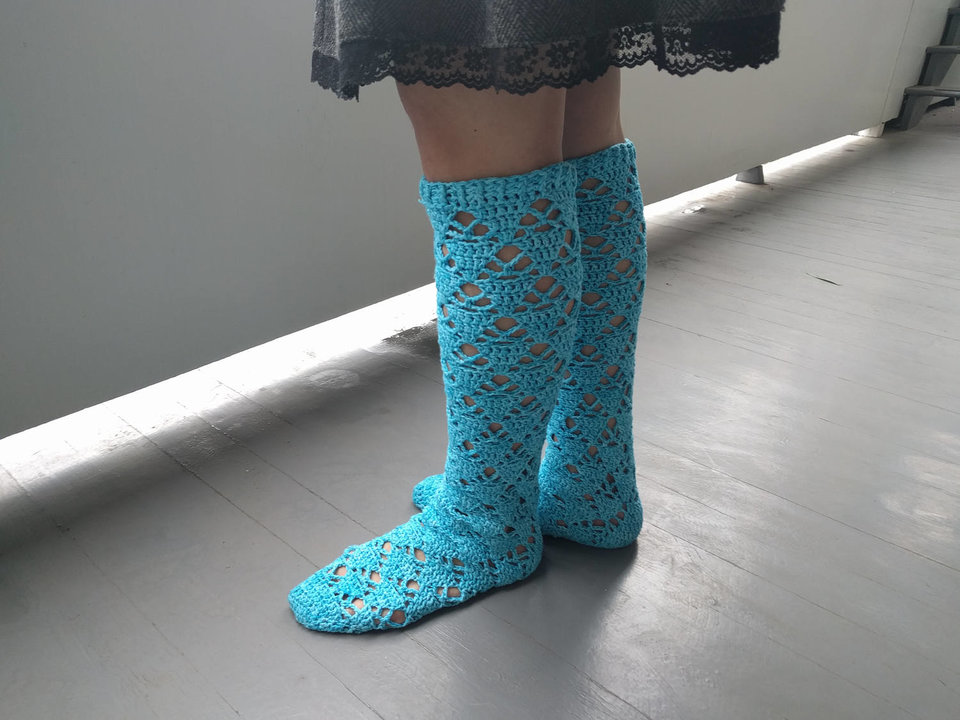 INSTRUCTIONS ONLY - Crochet your own Openwork Knee High Socks lace pattern in Adult sizes