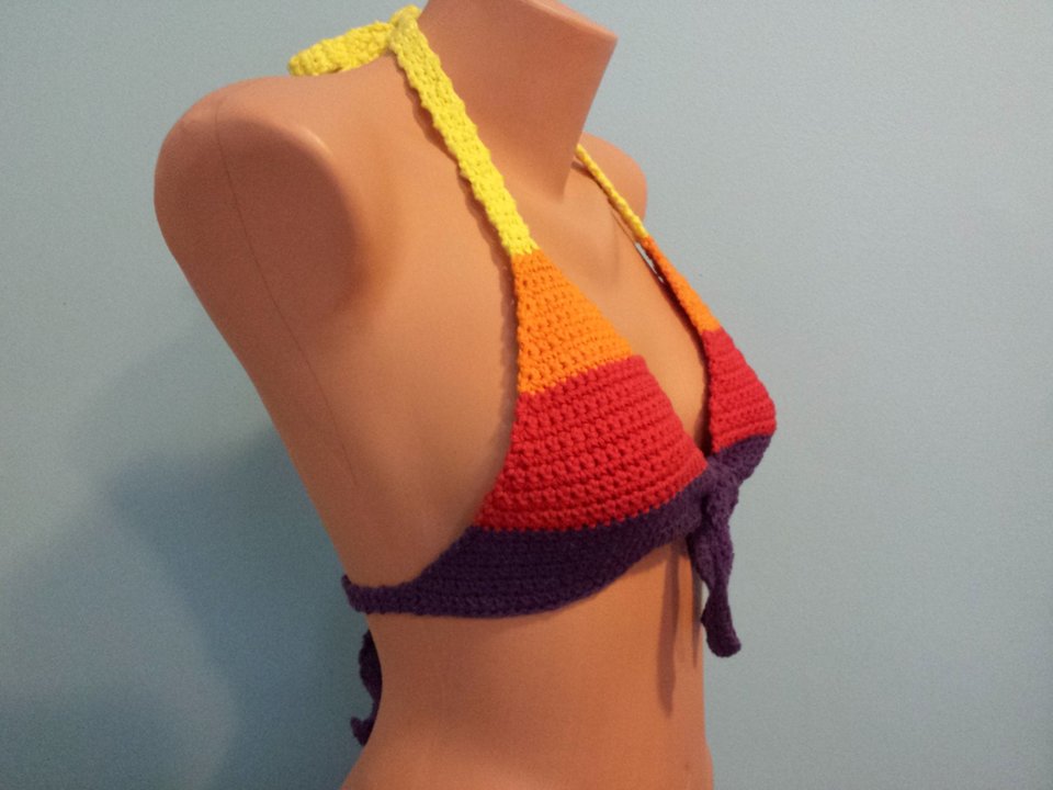 INSTRUCTIONS ONLY - Crochet your own Sunset Cotton Bikini Top Summer Sexy Beach Pool Party Festival Pattern Download