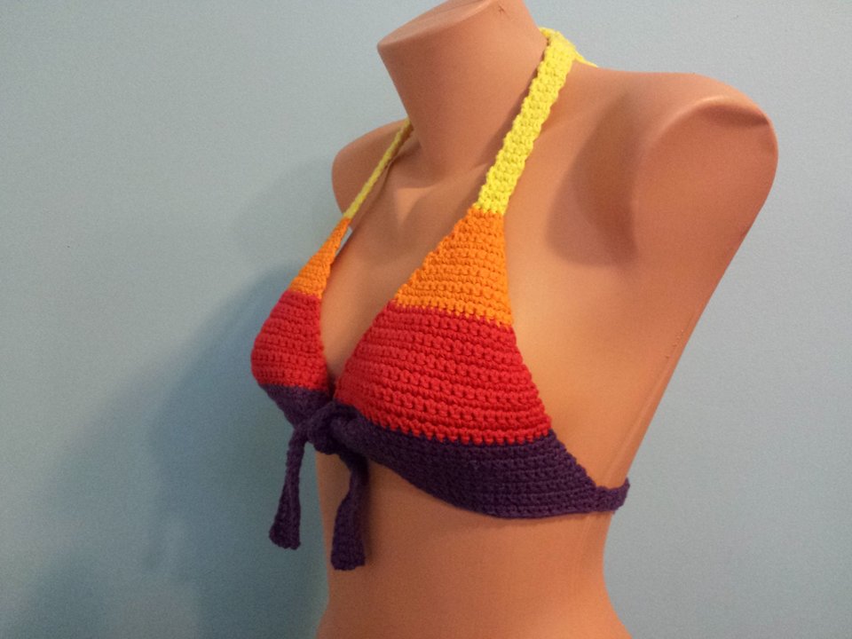 INSTRUCTIONS ONLY - Crochet your own Sunset Cotton Bikini Top Summer Sexy Beach Pool Party Festival Pattern Download