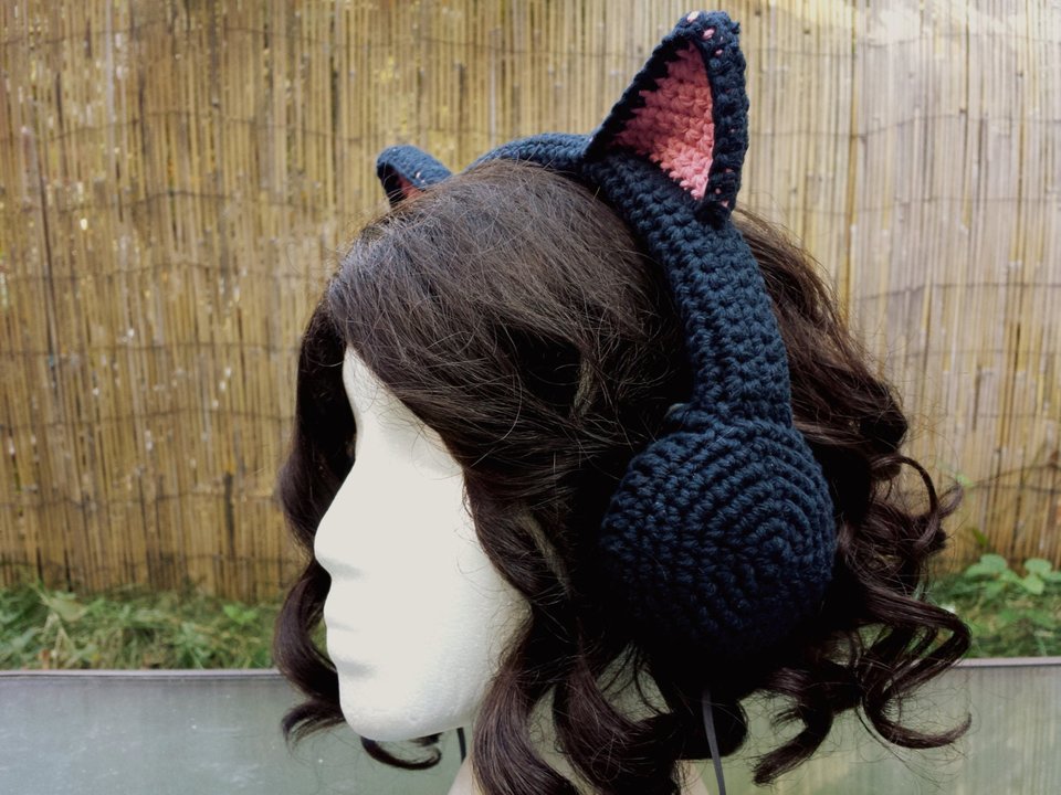 INSTRUCTIONS ONLY - Crochet your own Cat Ears Headphones Cover Dj Cozy Cotton Kitten Sexy Cute Pattern Download