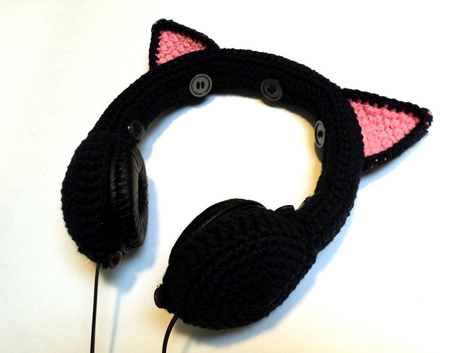 INSTRUCTIONS ONLY - Crochet your own Cat Ears Headphones Cover Dj Cozy Cotton Kitten Sexy Cute Pattern Download
