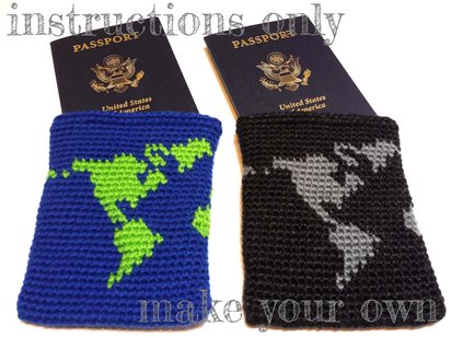INSTRUCTIONS ONLY - Crochet your own World Map Crochet Passport Cover Pouch Case Sleeve Holder Wallet Pattern Download