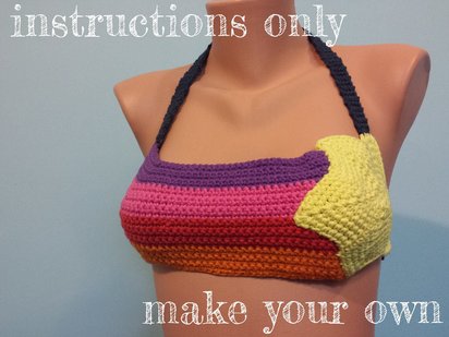 INSTRUCTIONS ONLY - Crochet your own Shooting Star Cotton Bikini Top Summer Sexy Festival Beach Pool Party Pattern Download