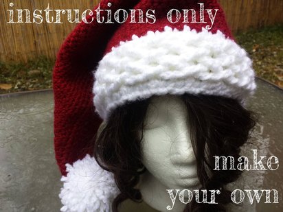 INSTRUCTIONS ONLY - Crochet your own Bulky Cables Santa Claus Christmas Hat Braided Woven Cabled Xmas Pattern Download