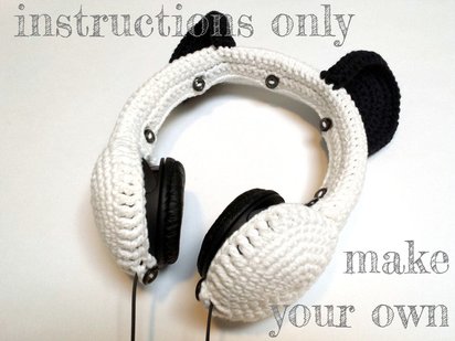 INSTRUCTIONS ONLY - Crochet your own Panda Ears Cotton Headphones Cover Dj Cozy Pattern Download