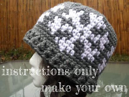 INSTRUCTIONS ONLY - Crochet your own Snowflakes Bulky Chunky Winter Hat Snowflake Snow Pattern Download
