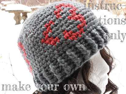 INSTRUCTIONS ONLY - Crochet your own Sideways Heart Text Emoji <3 Emoticon Love Hat Tapestry Intarsia Fair Isle .pdf file Pattern Download