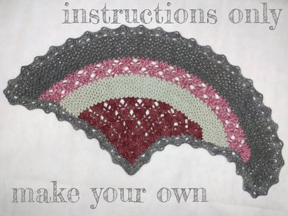 INSTRUCTIONS ONLY - Crochet your own Shark Fin Shawlette asymmetric shawl with openwork lace detail